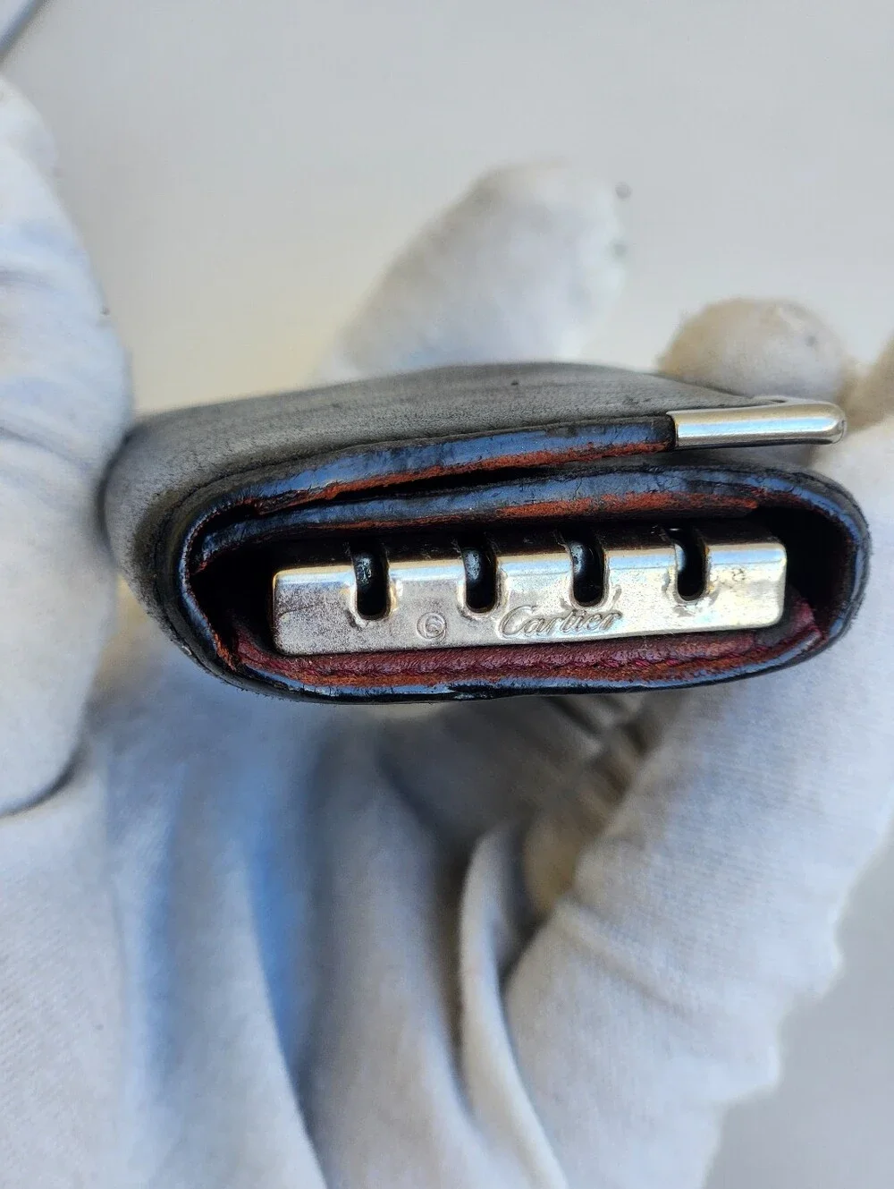 Vintage Must de Cartier Burgundy Leather 4-Hook Key Case - Rare Silver Hardware
